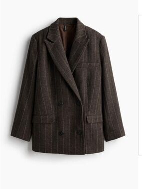 H&M Brown Pinstripe Double-Breasted Blazer